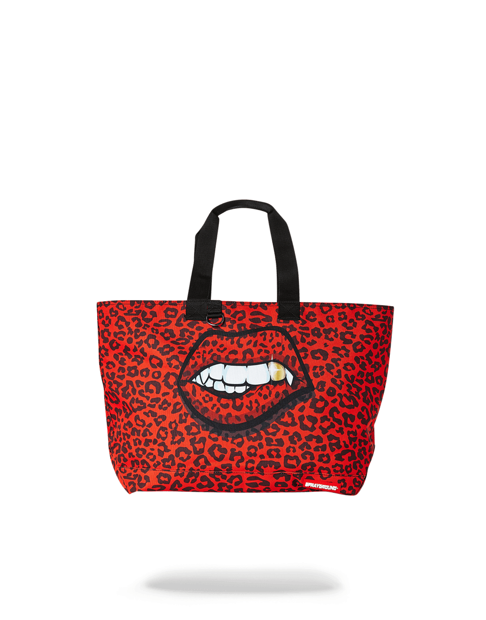 RED LEOPARD LIPS TOTE