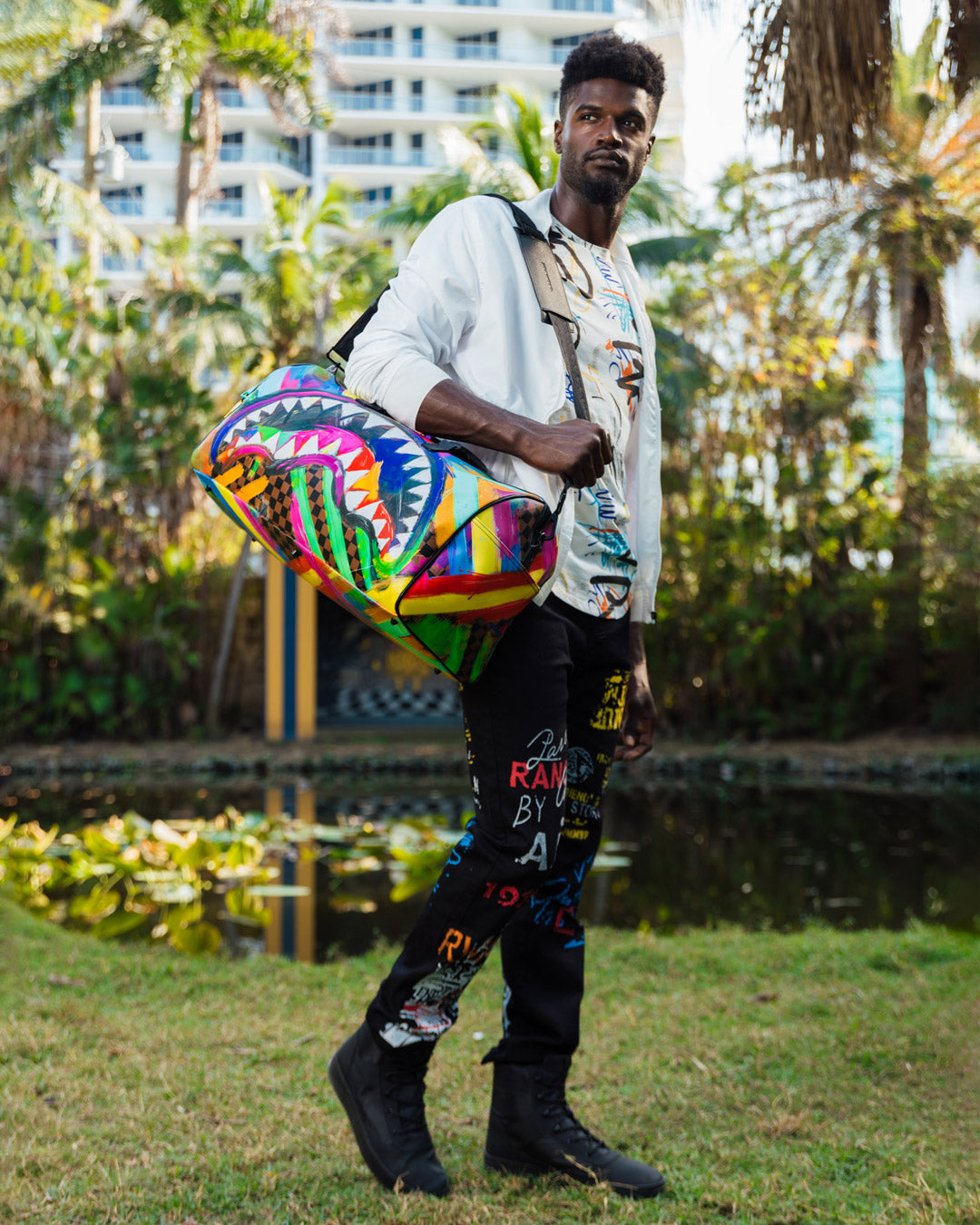 SHARKS IN PARIS CITY STREAKS DUFFLE